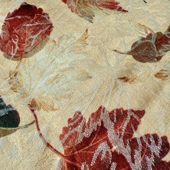 Vintage Damask Jacquard Tablecloth Fall Thanksgiving Leaves Harvest  96x56” - Picture 6 of 7